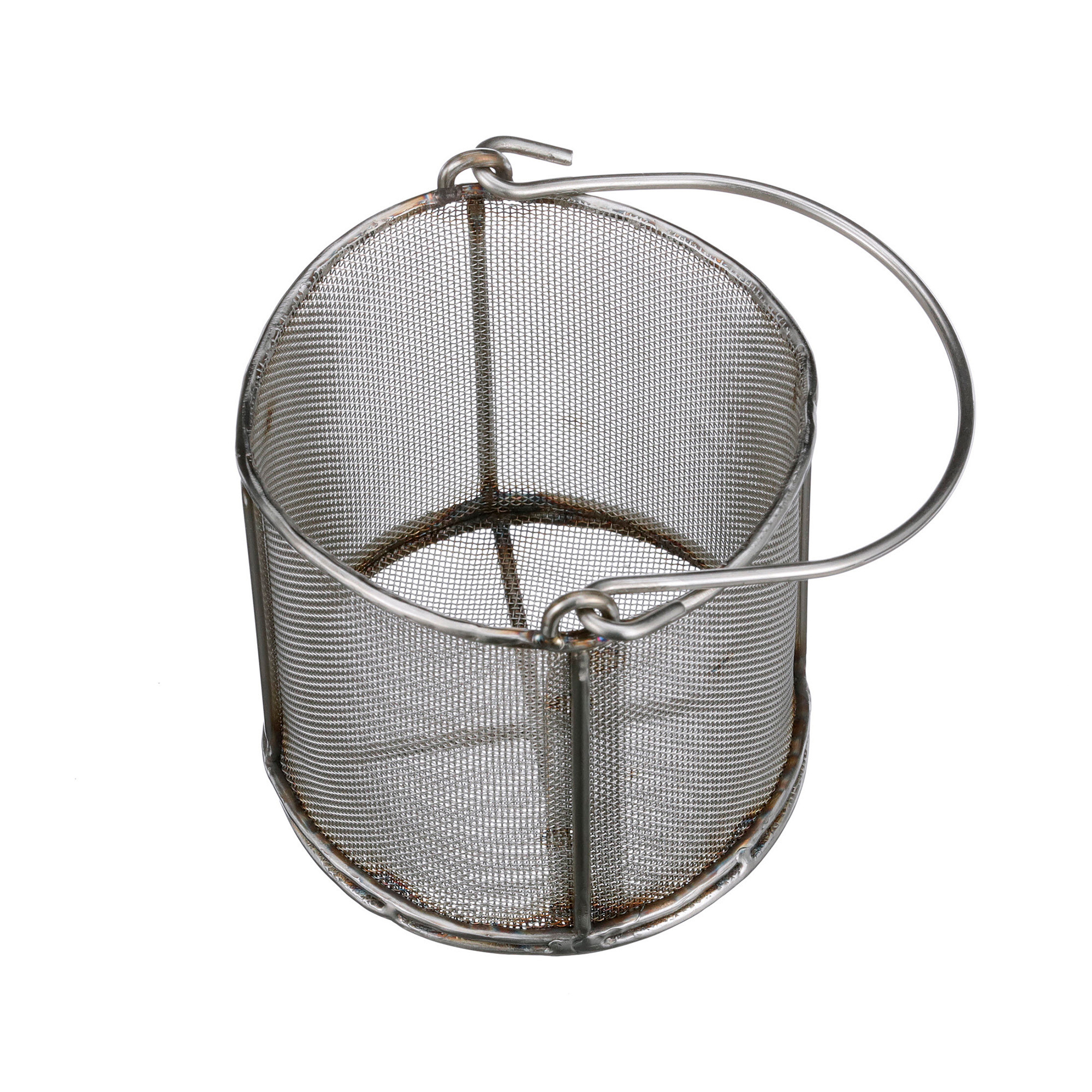 Marlin Round Stainless Steel Mesh Basket with Handles, 3.8in.H x 3.8 in. Dia.